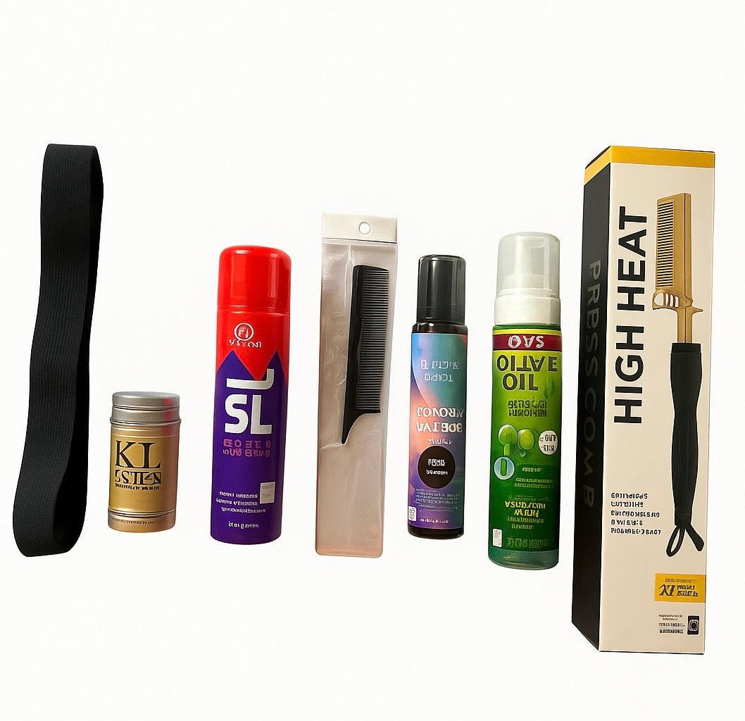 Wig installation Kit: Glue, Tint Mousse, Wax, Olive Mousse, Hot com, Hair band