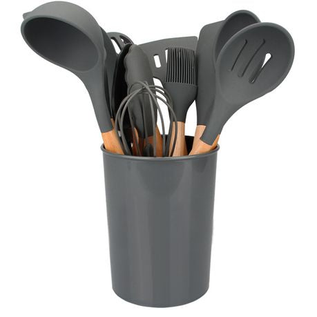 12 Pieces Non-Stick Silicon & Wooden Handle Kitchen Utensil Set