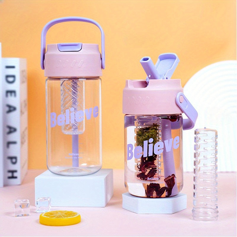 Drinking Bottle Sports Drinking Bottle With Tea Strainer Large Capacity Straw Water Cup Water Bottle With Carrying Loop For