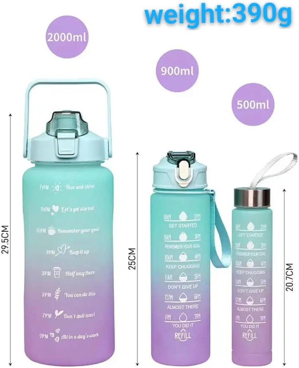 3 Piece Motivational Water Bottle